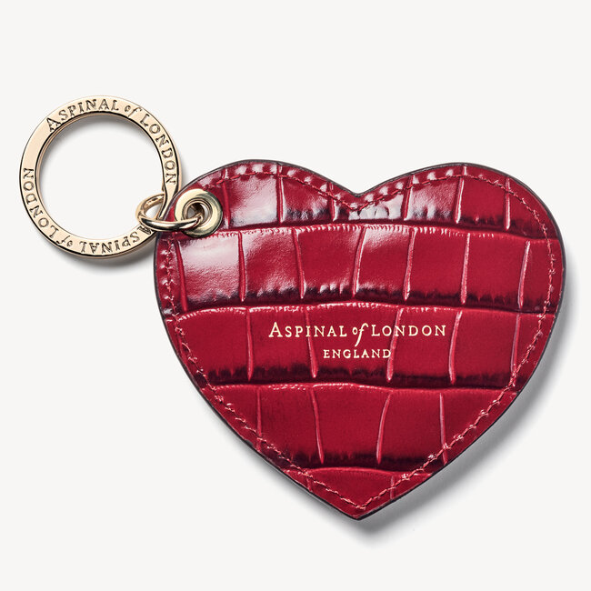 Heart Key Ring Deep Shine Red Small Croc