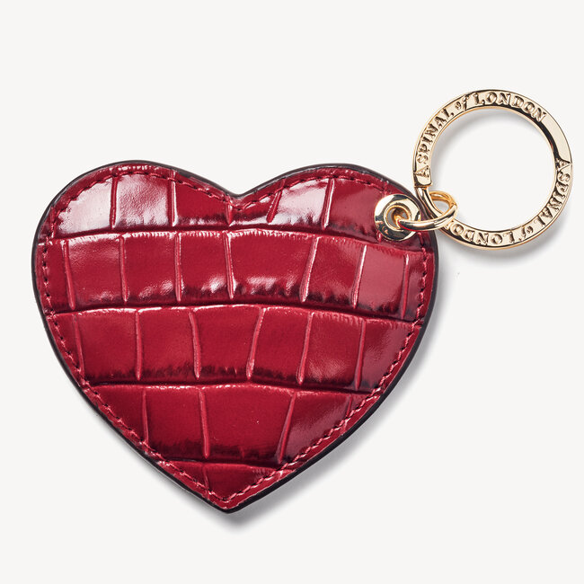 Heart Key Ring Deep Shine Red Small Croc