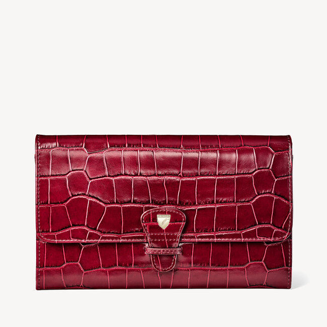 Travel Wallet with Removable Inserts Deep Shine Bordeaux Croc