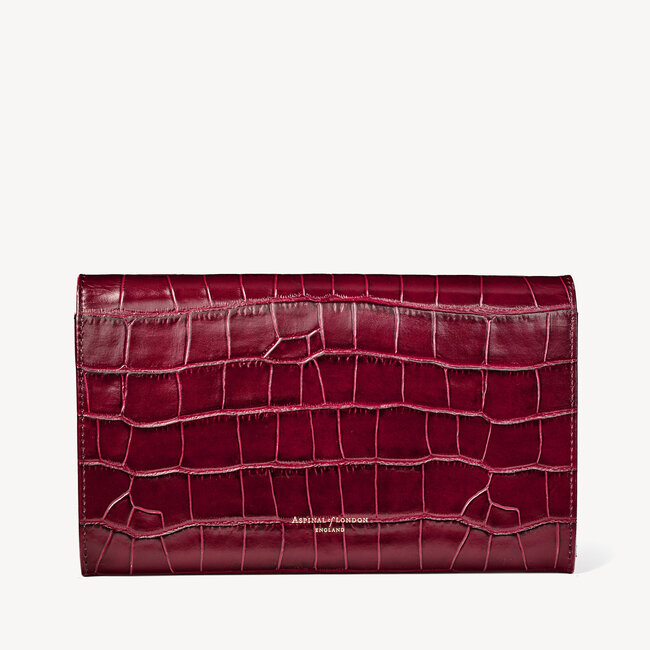 Travel Wallet with Removable Inserts Deep Shine Bordeaux Croc