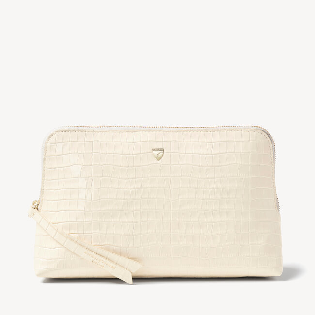 Large Essential Cosmetic Case Deep Shine Ivory Small Croc