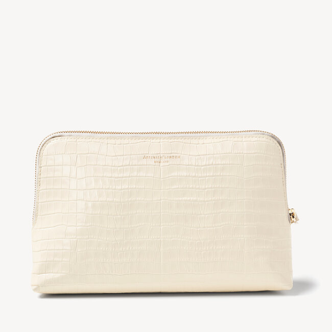 Large Essential Cosmetic Case Deep Shine Ivory Small Croc