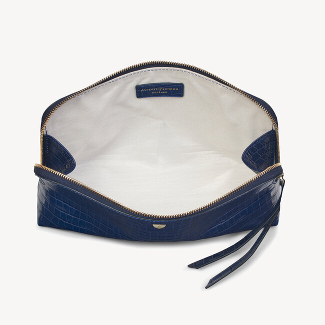 Large Essential Cosmetic Case Deep Shine Midnight Blue Small Croc