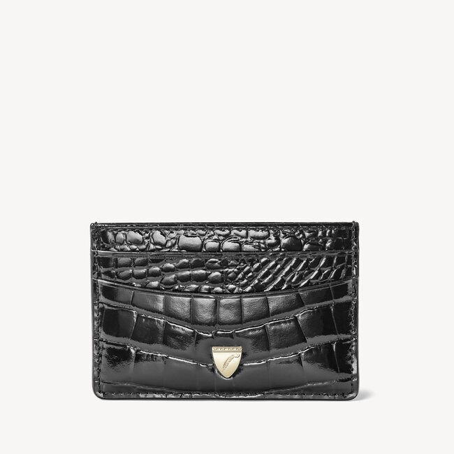 Slim Credit Card Holder Black Patent Croc
