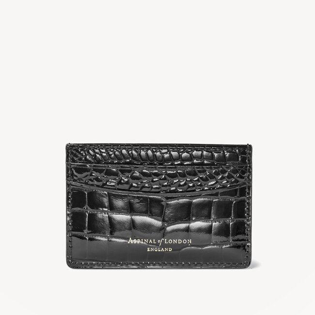Slim Credit Card Holder Black Patent Croc