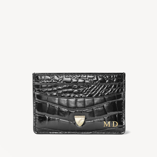 Slim Credit Card Holder Black Patent Croc