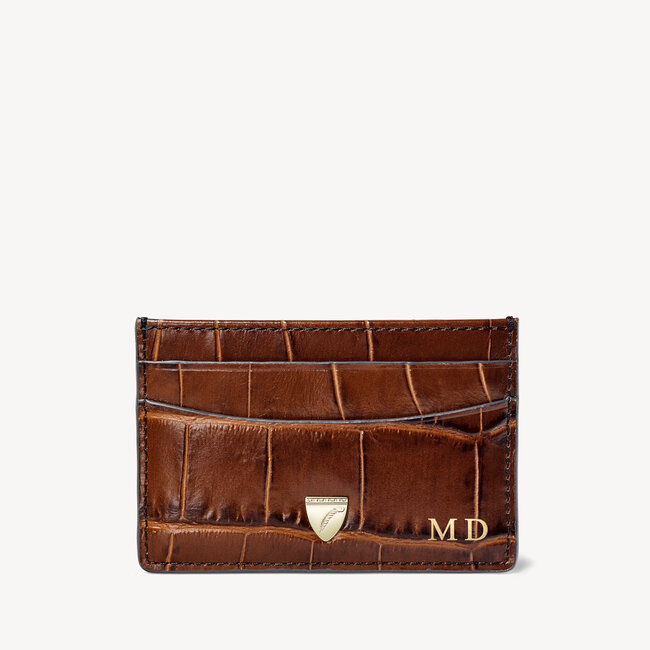 Slim Credit Card Holder Deep Shine Brown Soft Croc