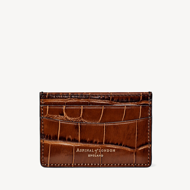 Slim Credit Card Holder Deep Shine Brown Soft Croc