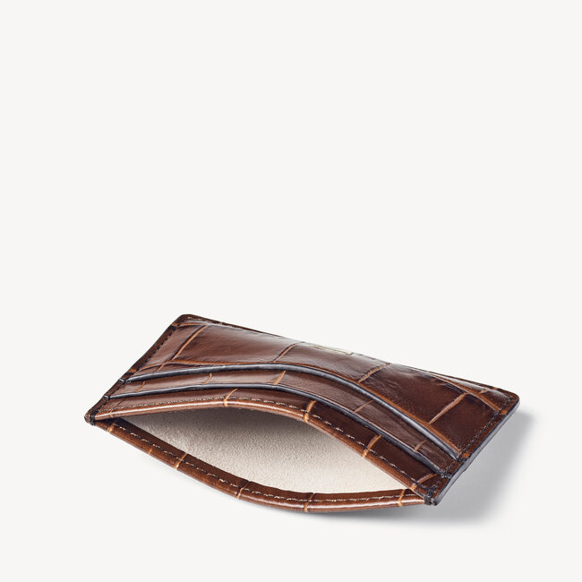Slim Credit Card Holder Deep Shine Brown Soft Croc