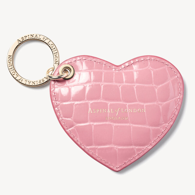 Heart Key Ring Cherry Blossom Patent Croc
