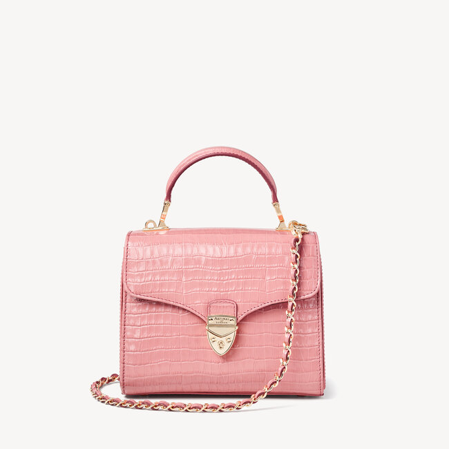 Midi Mayfair Bag in Cherry Blossom Croc | Aspinal of London