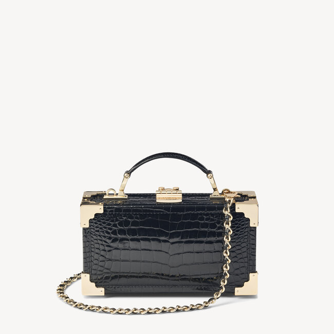 Trinket Box Black Patent Croc