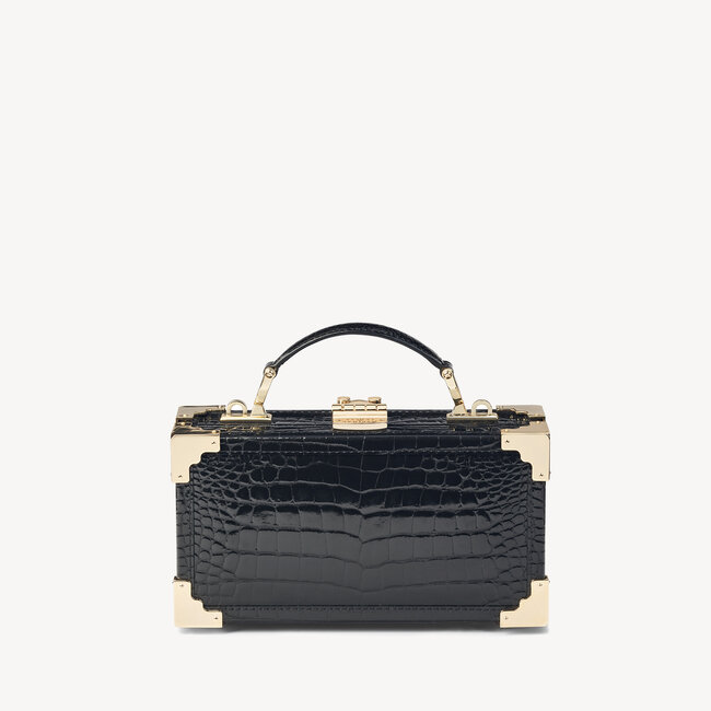 Trinket Box Black Patent Croc