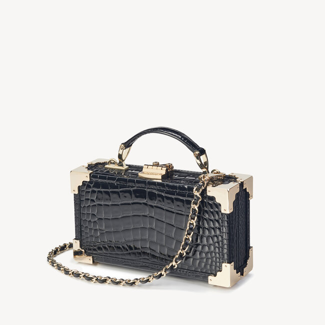 Trinket Box Black Patent Croc