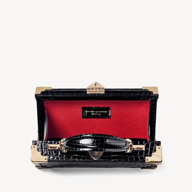 Trinket Box Black Patent Croc