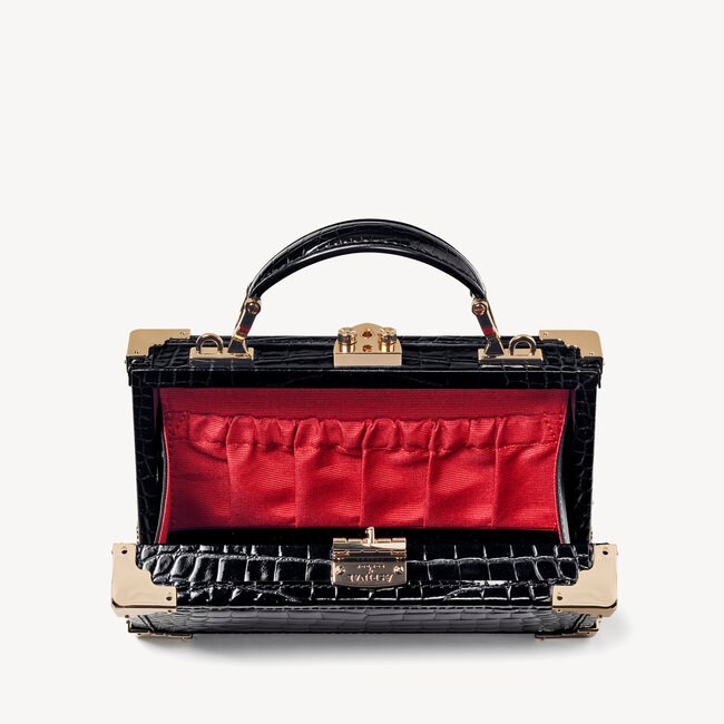 Trinket Box Black Patent Croc