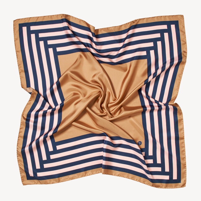 Geometric Silk Scarf Gold Pure Silk