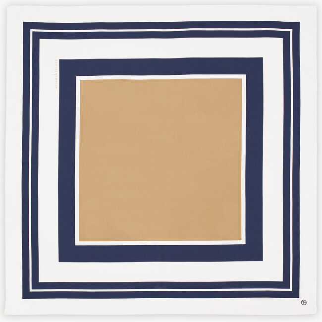 Geometric Silk Scarf Ivory & Gold Pure Silk