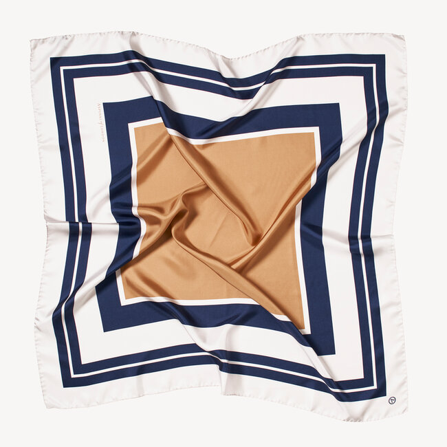 Geometric Silk Scarf Ivory & Gold Pure Silk