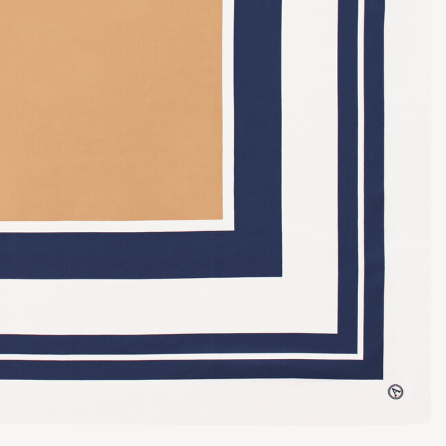 Geometric Silk Scarf Ivory & Gold Pure Silk