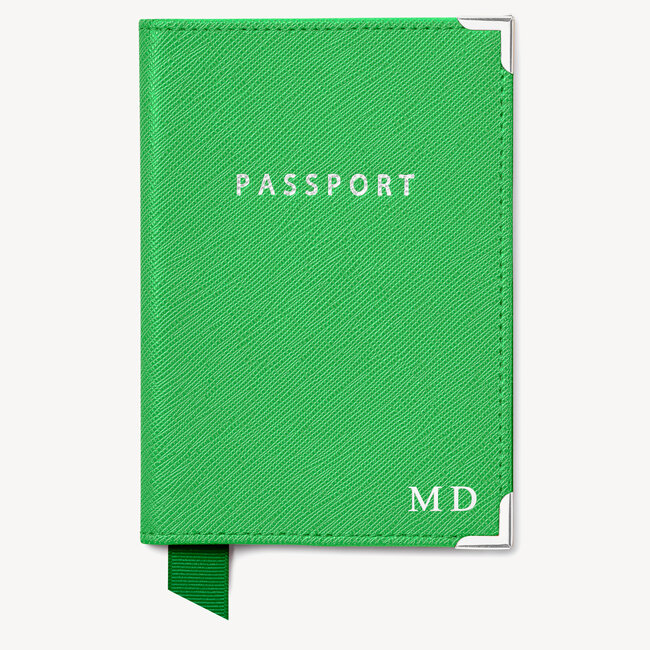 Passport Cover Bright Green Saffiano