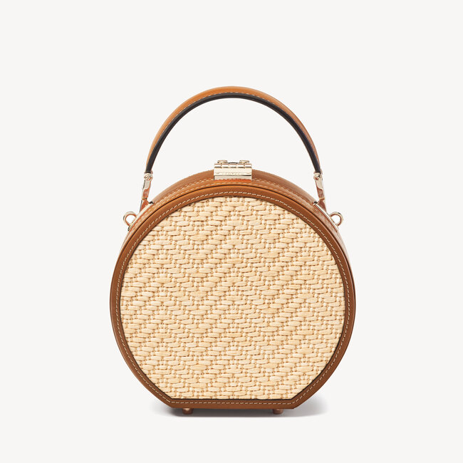 Hat Box Smooth Tan & Chevron Raffia