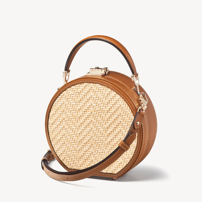 Hat Box Smooth Tan & Chevron Raffia