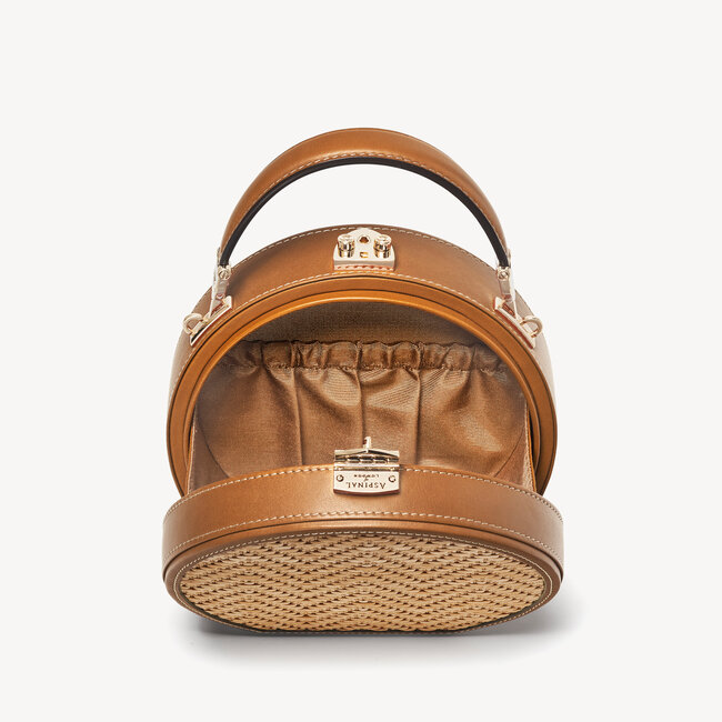 Hat Box Smooth Tan & Chevron Raffia