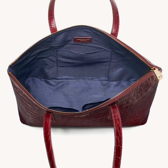 Zipped Regent Tote Deep Shine Bordeaux Croc