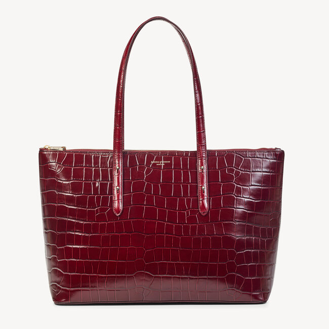 Zipped Regent Tote Deep Shine Bordeaux Croc