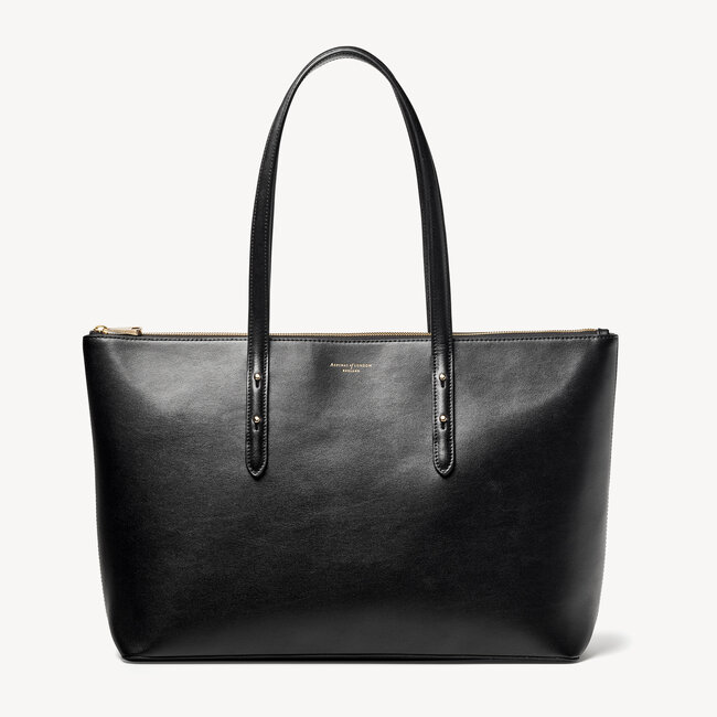 Zipped Regent Tote Smooth Black