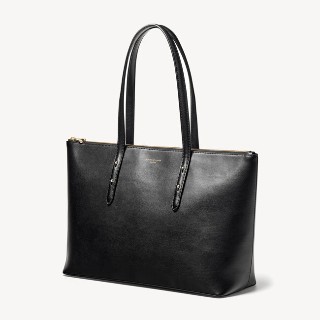 Zipped Regent Tote Smooth Black