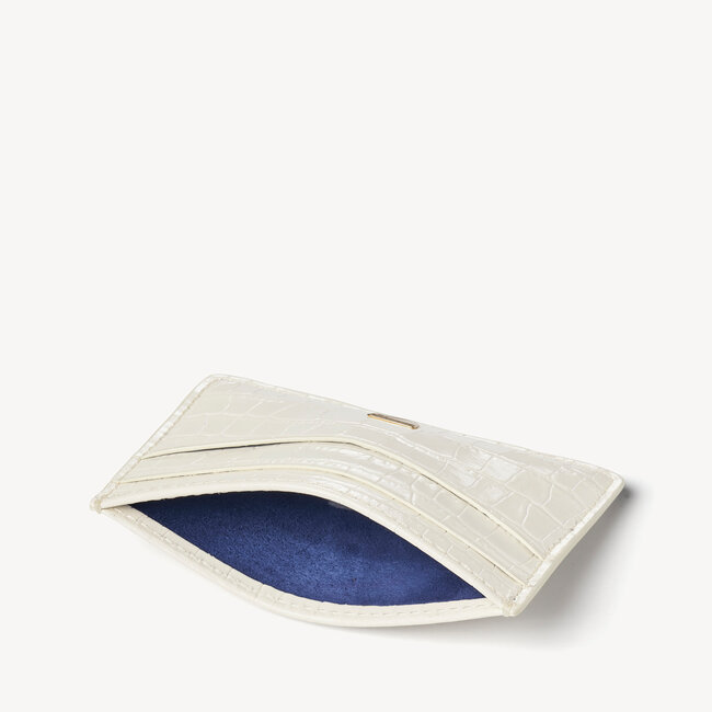 Slim Credit Card Holder Deep Shine Ivory Small Croc