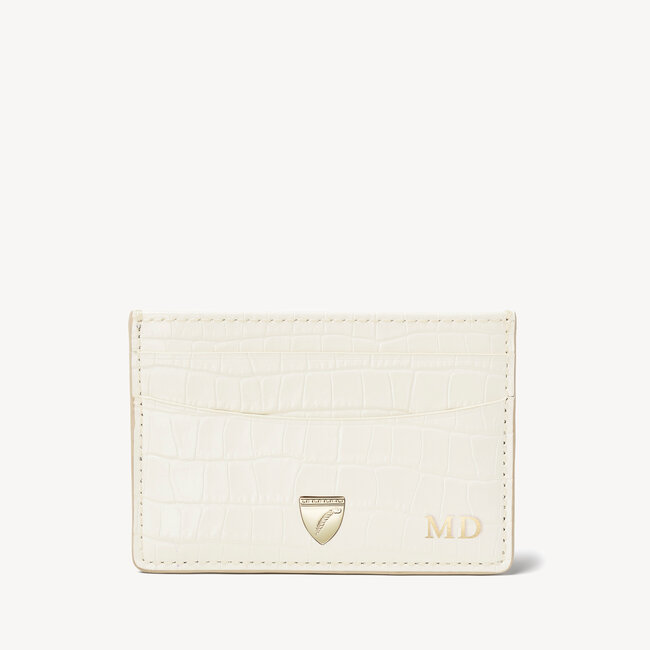 Slim Credit Card Holder Deep Shine Ivory Small Croc