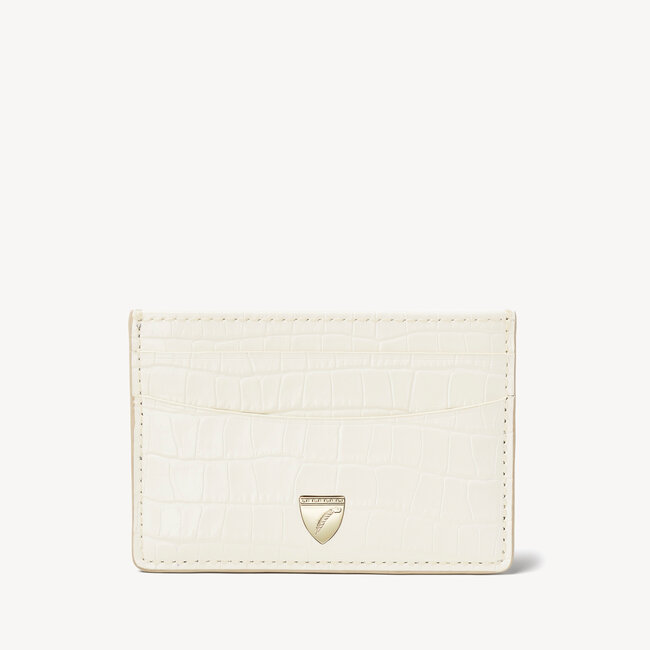 Slim Credit Card Holder Deep Shine Ivory Small Croc