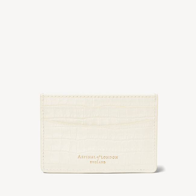 Slim Credit Card Holder Deep Shine Ivory Small Croc