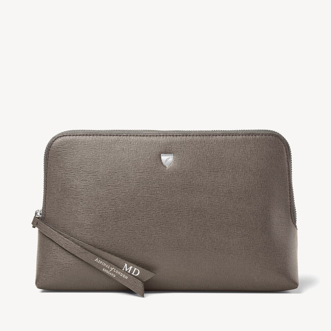 Large Essential Cosmetic Case Charcoal Saffiano