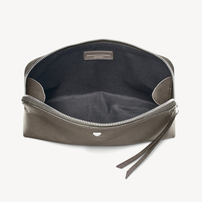 Large Essential Cosmetic Case Charcoal Saffiano