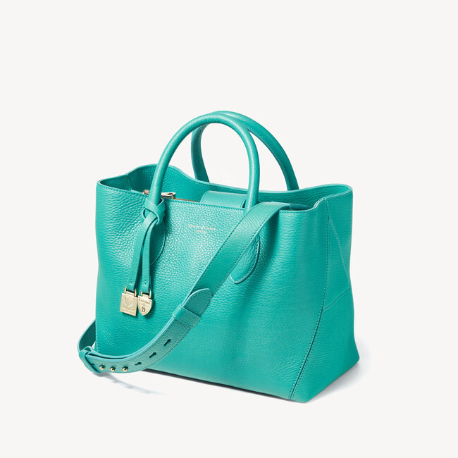 Midi London Tote in Blue Pebble | Aspinal of London