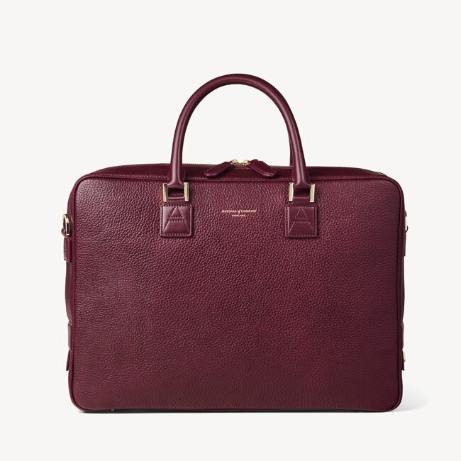 Mount Street Laptop Bag Burgundy Pebble