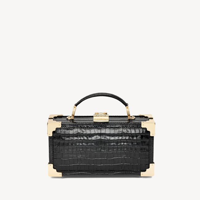 Trinket Box Deep Shine Black Small Croc