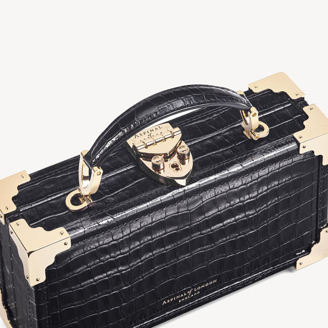 Trinket Box Deep Shine Black Small Croc