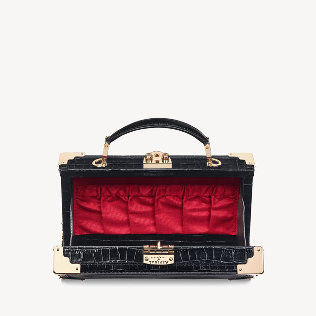 Trinket Box Deep Shine Black Small Croc