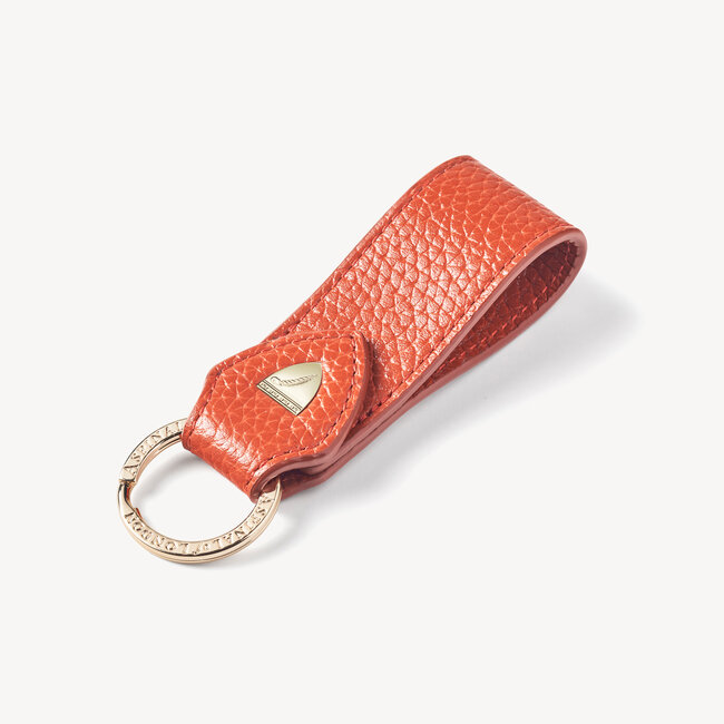 Small Leather Loop Keyring Marmalade Pebble