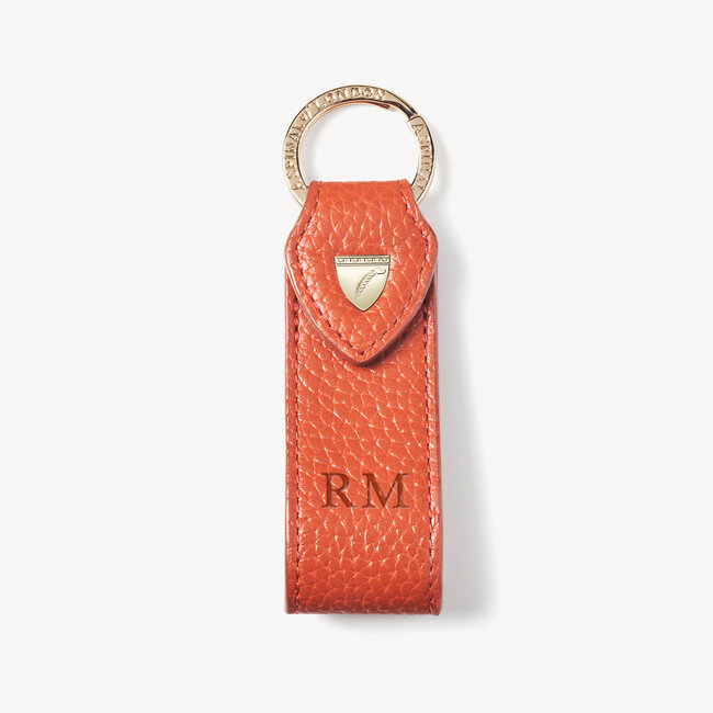 Small Leather Loop Keyring Marmalade Pebble