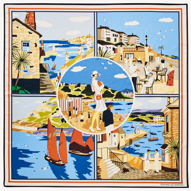 English Riviera Silk Scarf Multi-Coloured Pure Silk