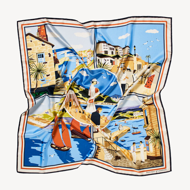 English Riviera Silk Scarf Multi-Coloured Pure Silk