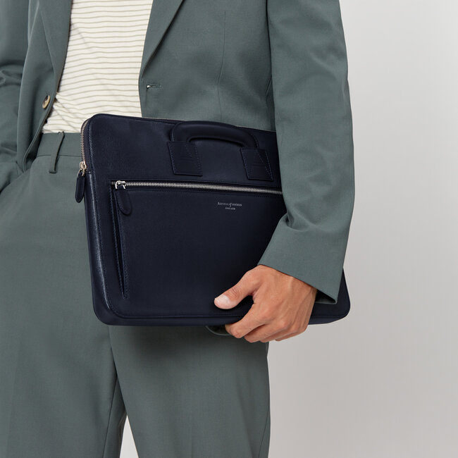 Connaught Document Case Navy Saffiano