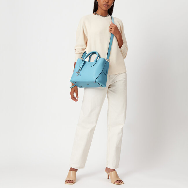 Midi London Tote in Azure Blue Pebble | Aspinal of London