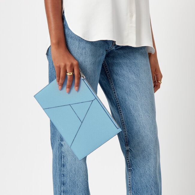 Large Essential 'A' Pouch Azure Blue Pebble